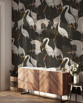 Japanese Cranes Peel and Stick Wallpaper for kids' rooms by Coloritto, Naperville, IL.